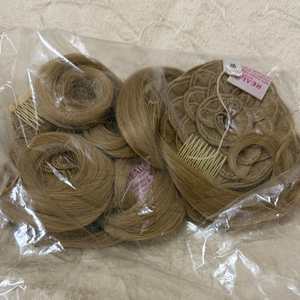 Real Wig Hair extensions Human Hair 2 piece Blond - Picture 3 of 7